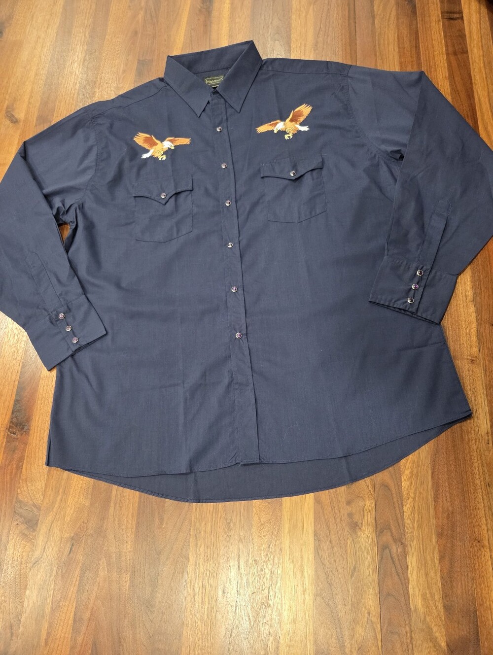 Vintage High Noon Men's Pearl Snap Western Shirt with Eagle Embroidery Size XL